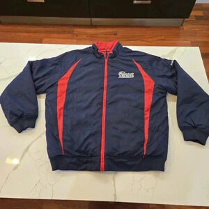 Reebok NFL New England Patriots Full Zip Embroidered Jacket Mens Blue Size XL